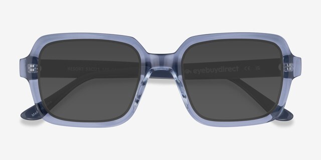 Resort Clear Blue AcetateSunglass Frames from EyeBuyDirect, Closed View