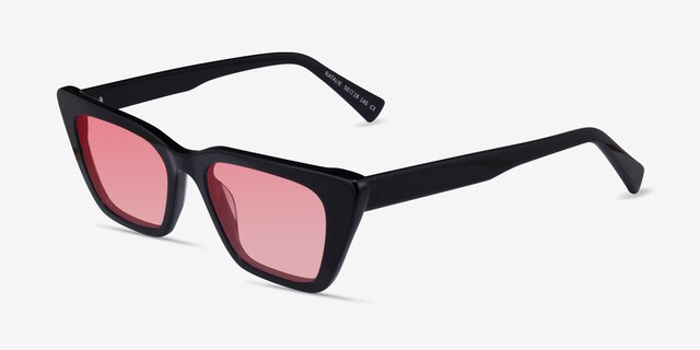 Natalie Shiny Black AcetateSunglass Frames from EyeBuyDirect, Angle View