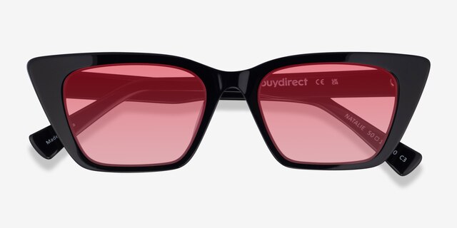 Natalie Shiny Black AcetateSunglass Frames from EyeBuyDirect, Closed View