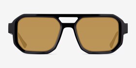 Modernist Noir Acétate Soleil de Lunette de vue d'EyeBuyDirect, Vue de Face