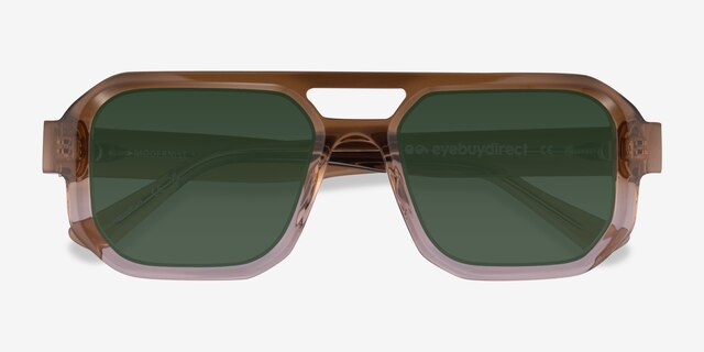 Modernist Gradient Brown Crystal AcetateSunglass Frames from EyeBuyDirect, Closed View
