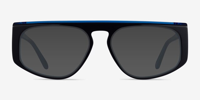 Skya Bilayer Black Blue AcetateSunglass Frames from EyeBuyDirect, Front View