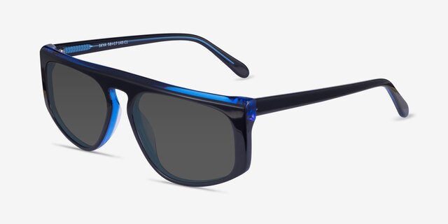 Skya Bilayer Black Blue AcetateSunglass Frames from EyeBuyDirect, Angle View