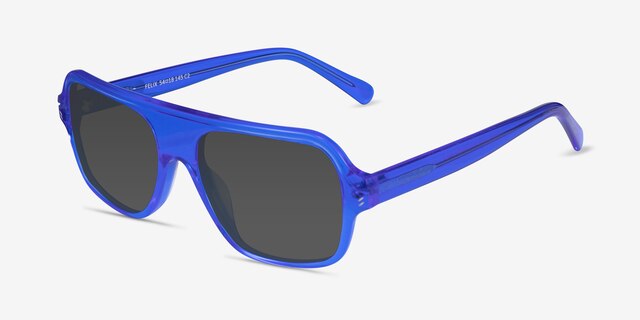 Felix Crystal Blue AcetateSunglass Frames from EyeBuyDirect, Angle View