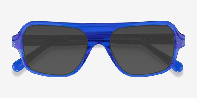 Felix Crystal Blue AcetateSunglass Frames from EyeBuyDirect, Closed View