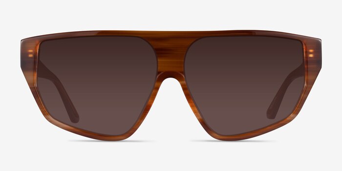 Bruno Striped Brown Acetate Sunglass Frames from EyeBuyDirect