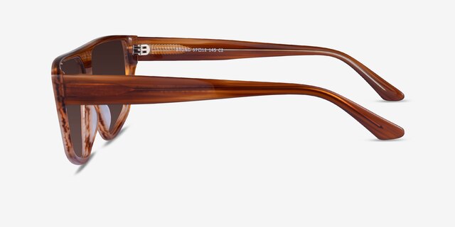 Bruno Striped Brown AcetateSunglass Frames from EyeBuyDirect, Side View