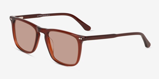 Clifton Dark Brown AcetateSunglass Frames from EyeBuyDirect, Angle View