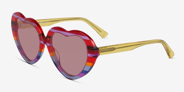 Euphoria Blue Red Rainbow AcetateSunglass Frames from EyeBuyDirect, Angle View