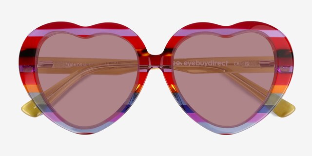 Euphoria Blue Red Rainbow AcetateSunglass Frames from EyeBuyDirect, Closed View