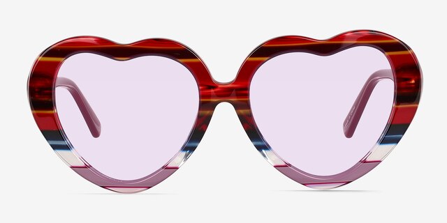 Euphoria Purple Striped AcetateSunglass Frames from EyeBuyDirect, Front View