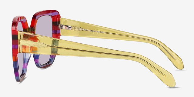 Glowing Blue Red Rainbow AcetateSunglass Frames from EyeBuyDirect, Side View