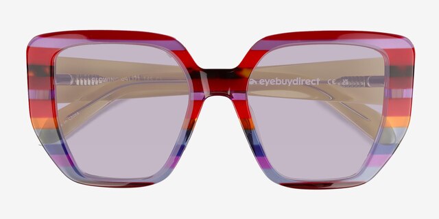 Glowing Blue Red Rainbow AcetateSunglass Frames from EyeBuyDirect, Closed View