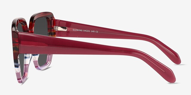 Glowing Purple Striped AcetateSunglass Frames from EyeBuyDirect, Side View