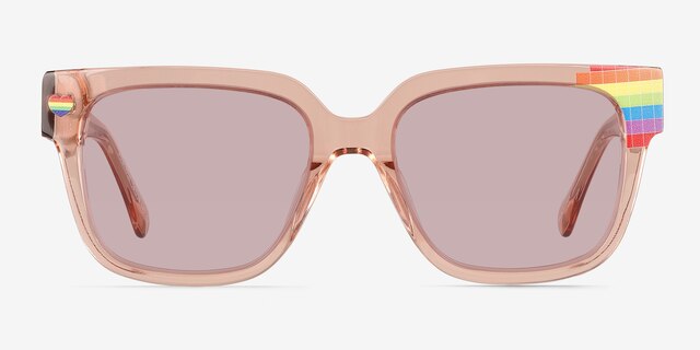 Powerful Clear Champagne AcetateSunglass Frames from EyeBuyDirect, Front View