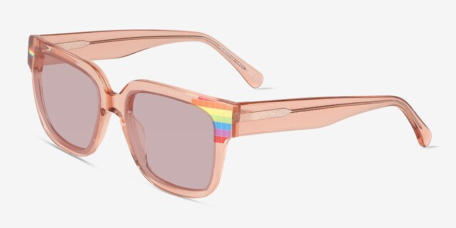 Powerful Clear Champagne AcetateSunglass Frames from EyeBuyDirect, Angle View