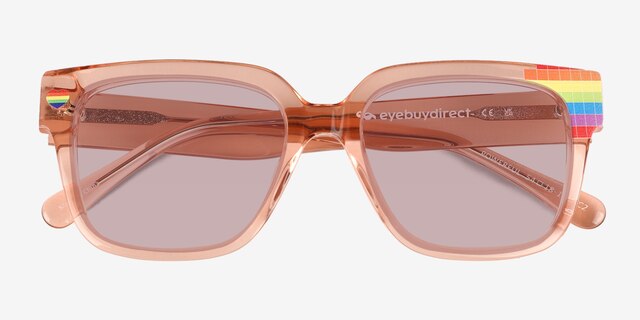 Powerful Clear Champagne AcetateSunglass Frames from EyeBuyDirect, Closed View