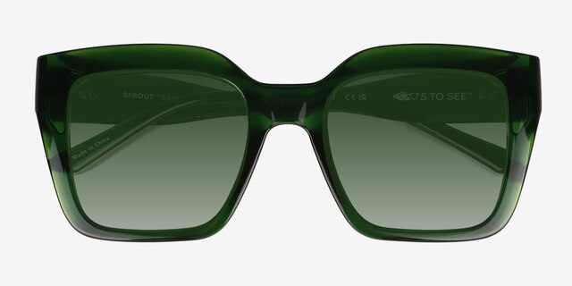 Sprout Crystal Green PlasticSunglass Frames from EyeBuyDirect, Closed View