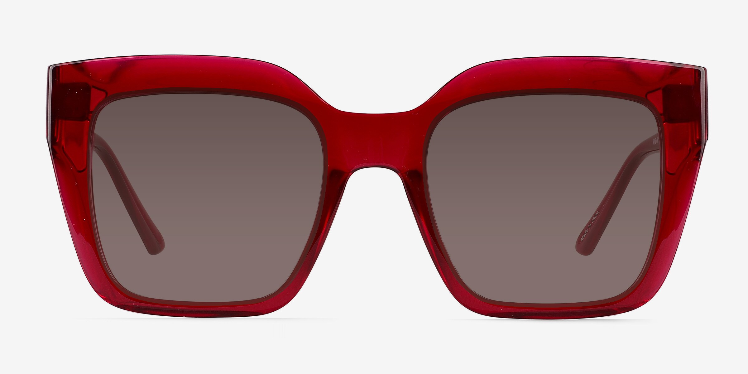 Sprout - Square Crystal Red Frame Prescription Sunglasses