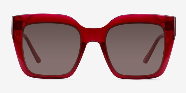 Sprout Crystal Red PlasticSunglass Frames from EyeBuyDirect, Front View