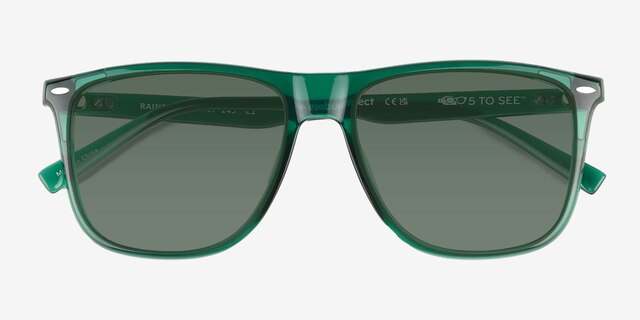 Rainfall Crystal Green Eco-friendlySunglass Frames from EyeBuyDirect, Closed View