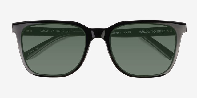 Coastline Shinny Black PlasticSunglass Frames from EyeBuyDirect, Closed View