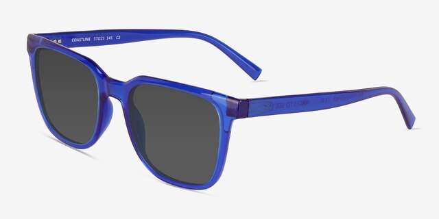 Coastline Crystal Blue Eco-friendlySunglass Frames from EyeBuyDirect, Angle View