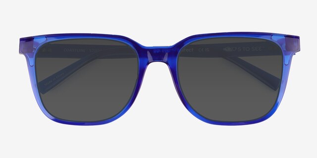 Coastline Crystal Blue Eco-friendlySunglass Frames from EyeBuyDirect, Closed View