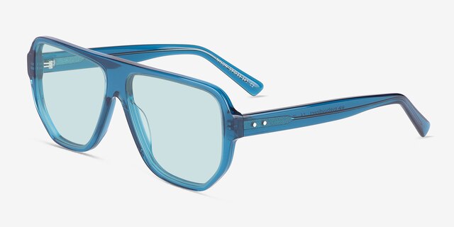 Nylon Crystal Blue AcetateSunglass Frames from EyeBuyDirect, Angle View