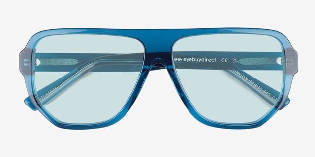 Nylon Crystal Blue AcetateSunglass Frames from EyeBuyDirect, Closed View