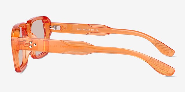 Sync Crystal Orange PlasticSunglass Frames from EyeBuyDirect, Side View