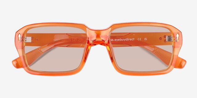 Sync Crystal Orange PlasticSunglass Frames from EyeBuyDirect, Closed View