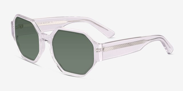Mirror Clear Crystal AcetateSunglass Frames from EyeBuyDirect, Angle View