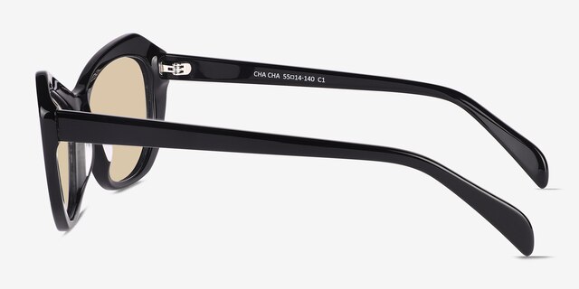 Cha Cha Solid Black AcetateSunglass Frames from EyeBuyDirect, Side View