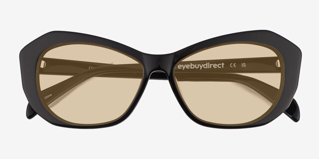 Cha Cha Solid Black AcetateSunglass Frames from EyeBuyDirect, Closed View
