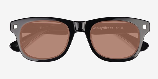 Starboard Solid Black AcetateSunglass Frames from EyeBuyDirect, Closed View