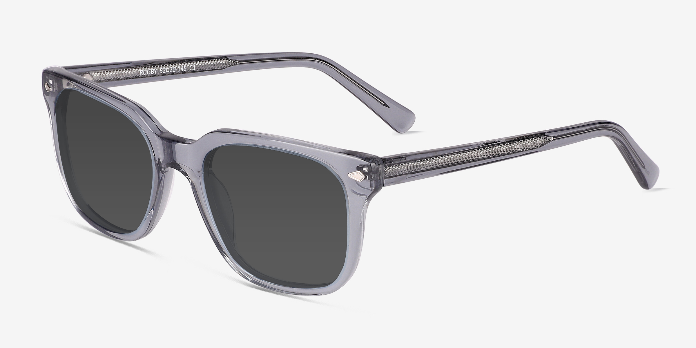 Rugby Round Crystal Blue Gray Frame Prescription Sunglasses