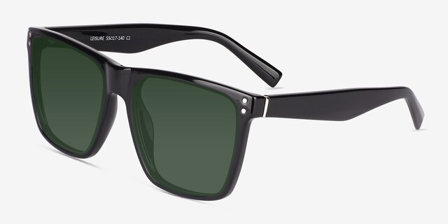 Leisure Solid Black PlasticSunglass Frames from EyeBuyDirect, Angle View