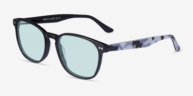 Graffiti Black Gray Camouflage AcetateSunglass Frames from EyeBuyDirect, Angle View