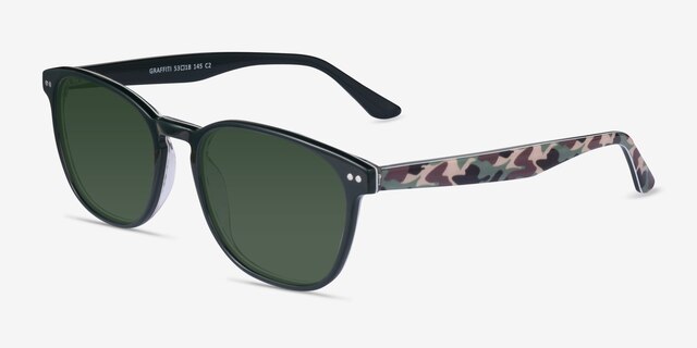 Graffiti Solid Dark Green AcetateSunglass Frames from EyeBuyDirect, Angle View