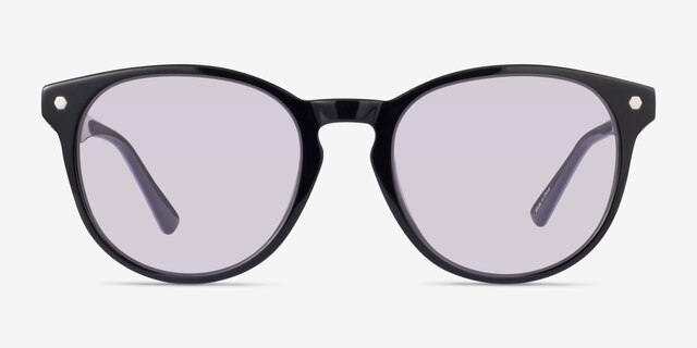 Stucco Black Purple Check AcetateSunglass Frames from EyeBuyDirect, Front View