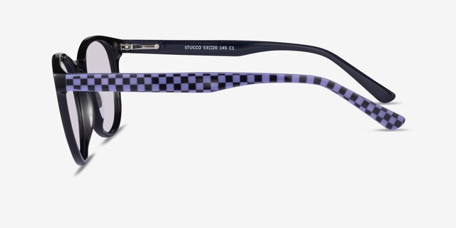 Stucco Black Purple Check AcetateSunglass Frames from EyeBuyDirect, Side View
