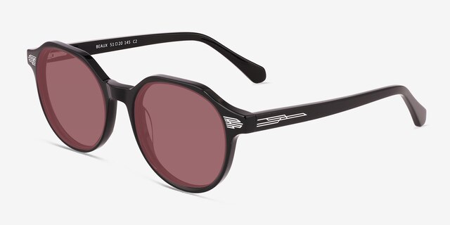 Beaux Black AcetateSunglass Frames from EyeBuyDirect, Angle View