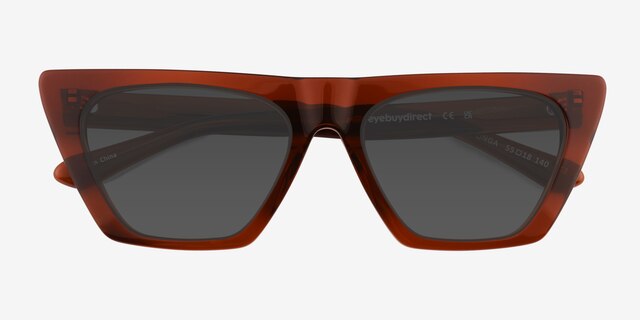 Ponga Translucent Dark Brown AcetateSunglass Frames from EyeBuyDirect, Closed View
