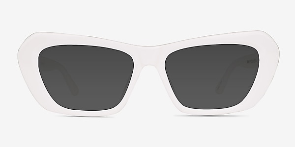 Rosy Solid White Acetate Sunglass Frames