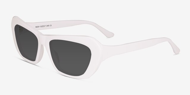 Rosy Solid White AcetateSunglass Frames from EyeBuyDirect, Angle View