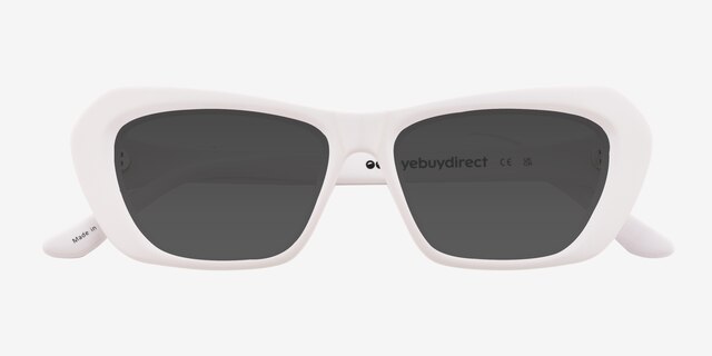 Rosy Solid White AcetateSunglass Frames from EyeBuyDirect, Closed View