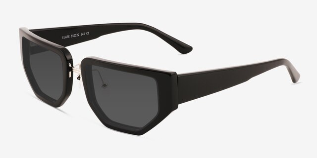 Elate Black AcetateSunglass Frames from EyeBuyDirect, Angle View
