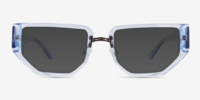 Elate Crystal Blue AcetateSunglass Frames from EyeBuyDirect, Front View