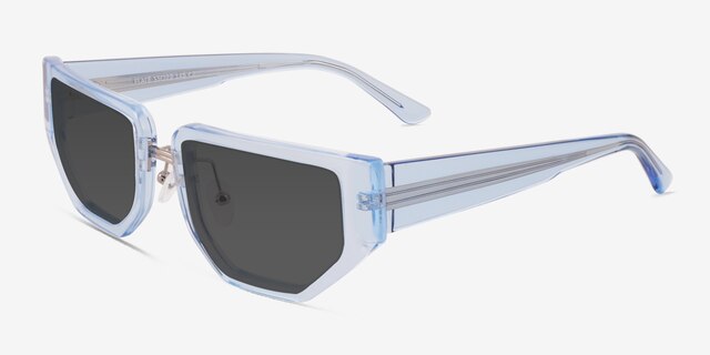 Elate Crystal Blue AcetateSunglass Frames from EyeBuyDirect, Angle View